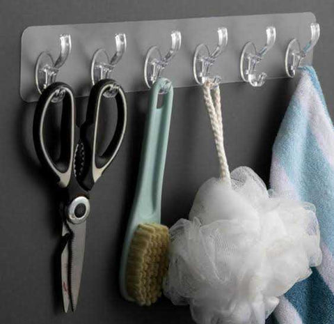 Plastic 6 Wall Hooks Hanger