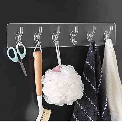 Plastic 6 Wall Hooks Hanger